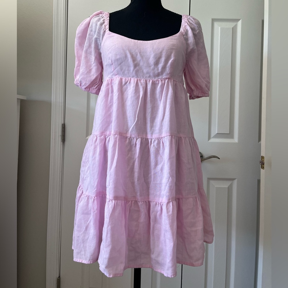 Every Pink Puff Sleeve Tiered Dress XS EUC 🩷